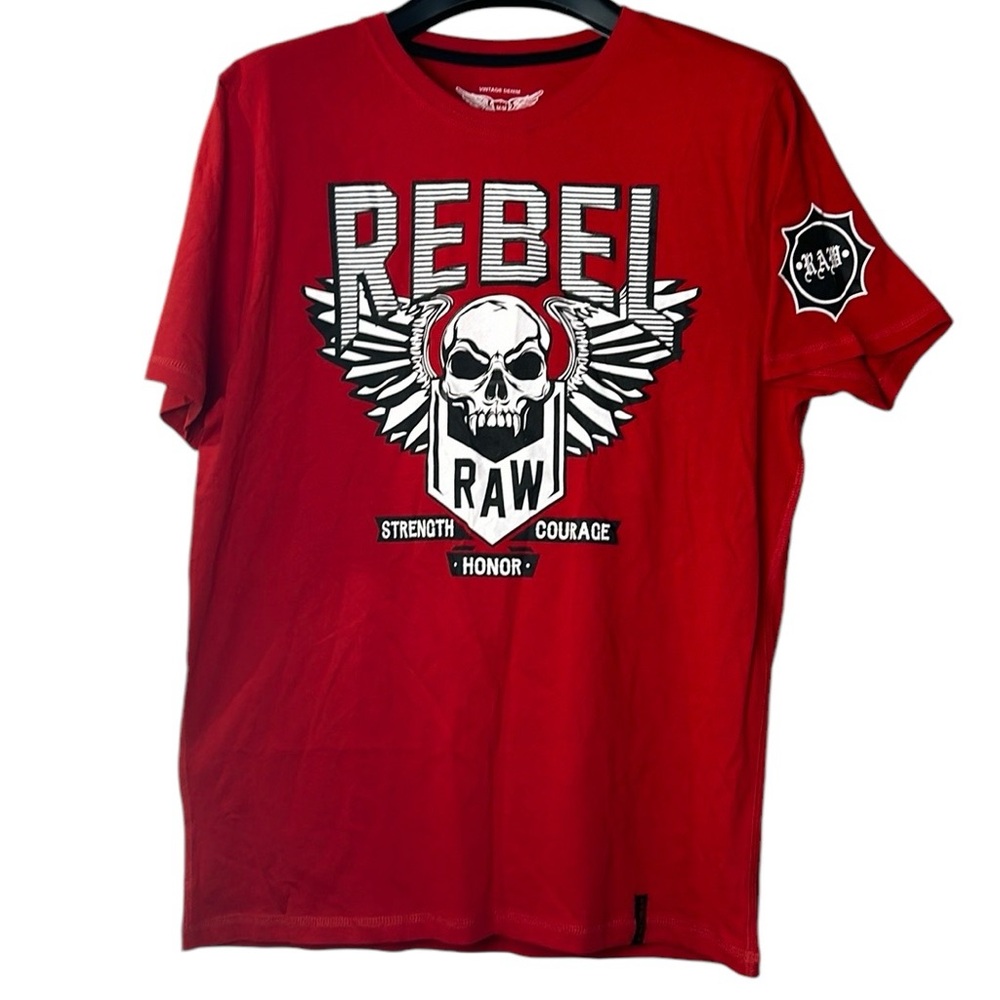 Krobar men’s tee shirt Rebel Raw Skull Graphic size medium Red cotton